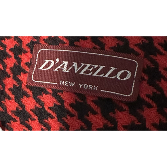D’Angelo Women 10 Blazer Wool Houndstooth Lined V-Neck Black Red VTG - Picture 6 of 13